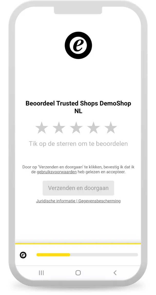 Eerste stap in het proces van beoordelingen achterlaten via Trusted Shops