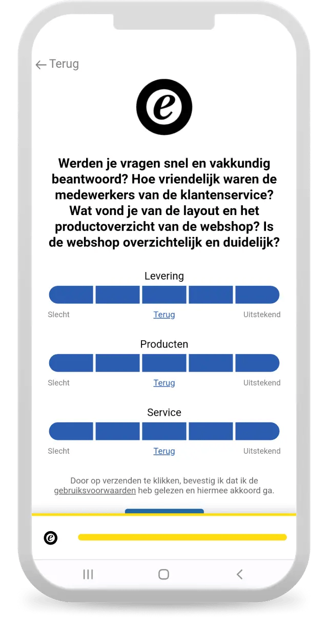 Tweede stap in het proces van beoordelingen achterlaten via Trusted Shops