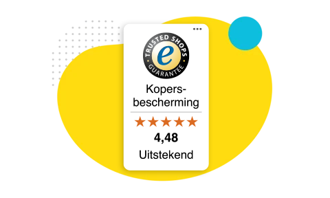 Voorbeeld van de Trustbadge® met kopersbescherming en een beoordeling van 4,75 sterren