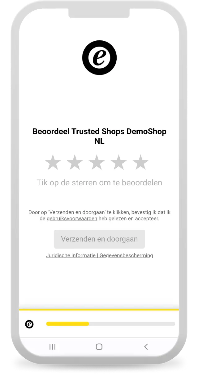Eerste stap in het proces van beoordelingen achterlaten via Trusted Shops